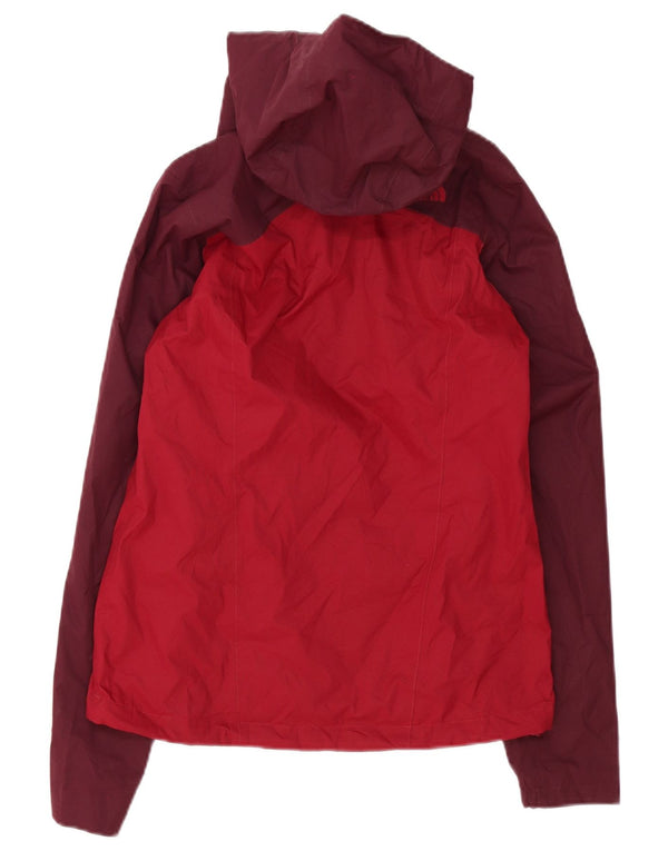 The North Face Womens Hooded Rain Jacket UK 6 XS Burgundy Colourblock