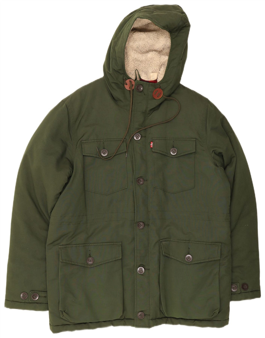 Levi's Veste rembourrée à capuche pour homme UK 40 Large Vert Coton