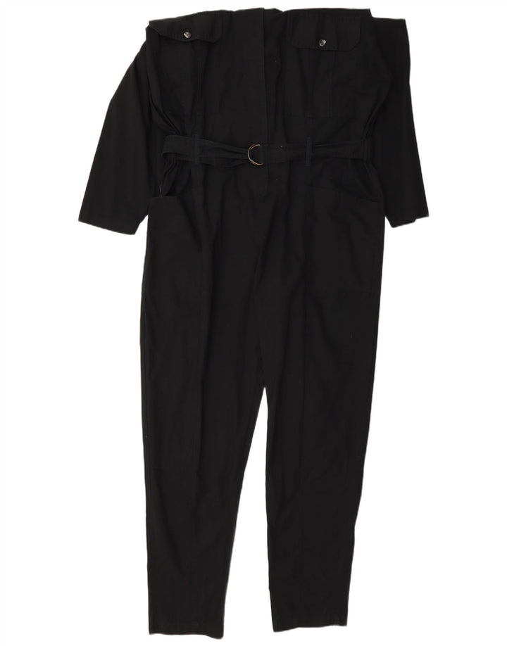 vintage Femme Manches Longues Combinaison IT 42 Moyen Noir Coton