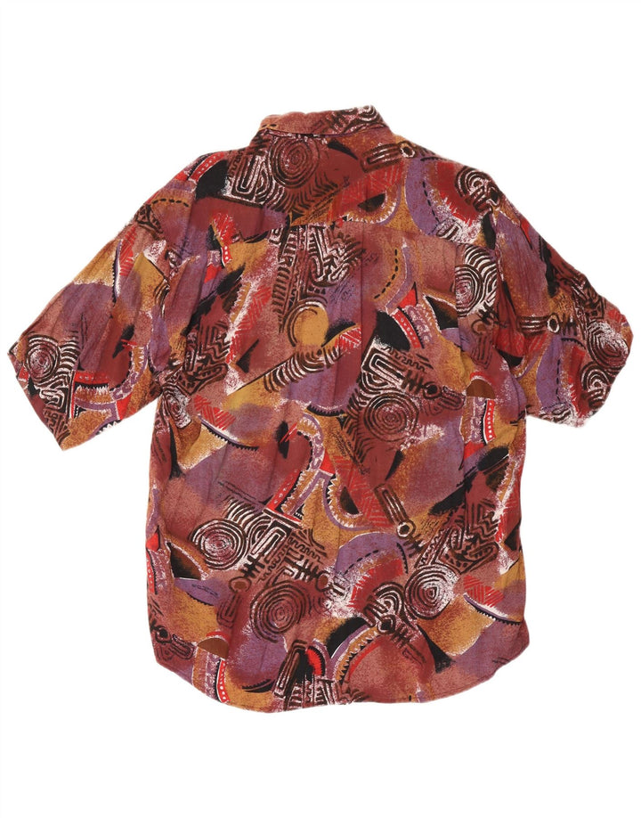 vintage Chemise à manches courtes pour hommes Grand Marron Géométrique