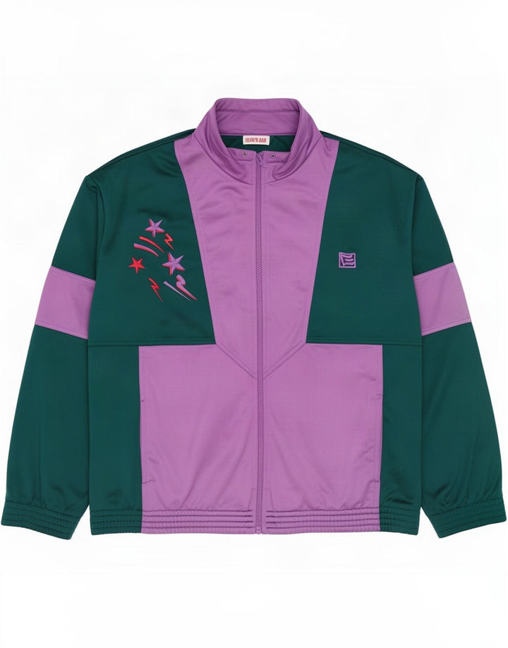 vintage Mens Survêtement Top Veste Grand Vert Colourblock Polyester