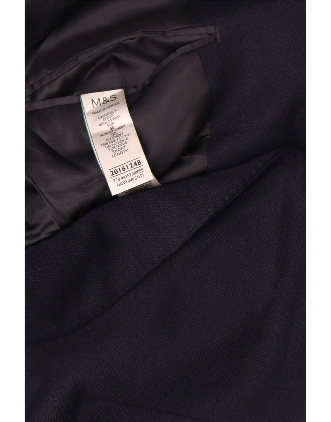 Marks & Spencer Veste blazer courte à 2 boutons pour homme UK 46 3XL Bleu marine