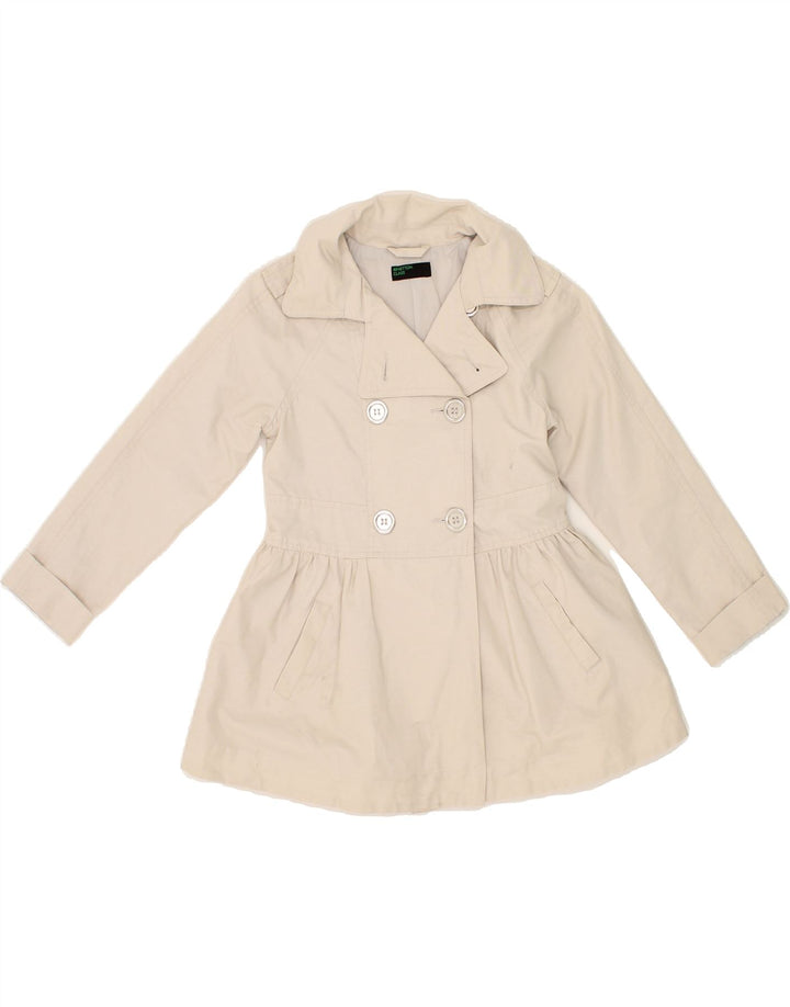 BENETTON Girls Trench Coat 7-8 Years Medium  Beige Cotton Vintage Benetton and Second-Hand Benetton from Messina Hembry 