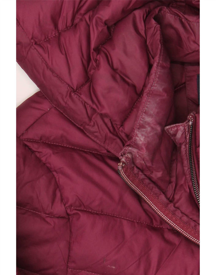 Marks & Spencer Manteau rembourré à capuche pour femme UK 12 Medium Bordeaux Polyamide