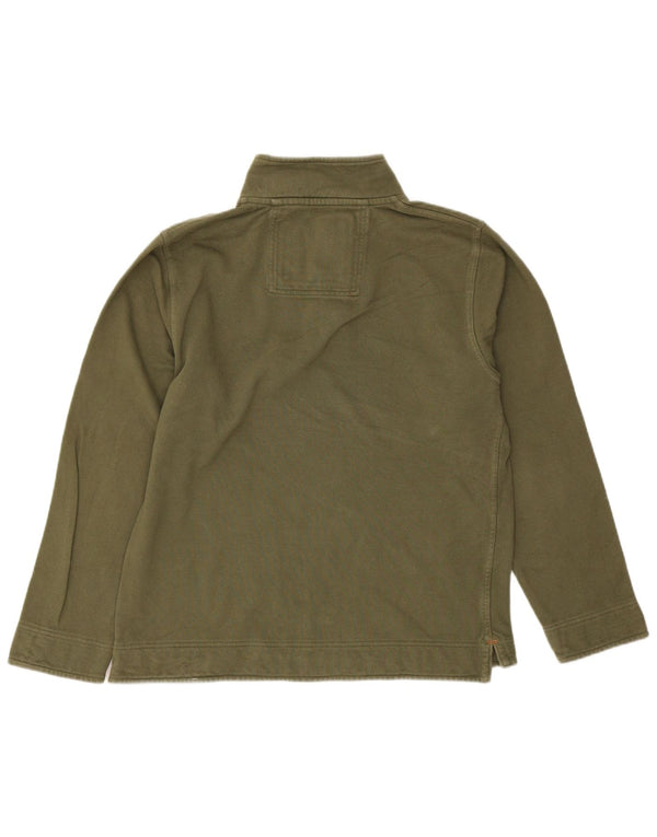 Crew Clothing Sweat-shirt à col zippé pour homme en coton kaki moyen