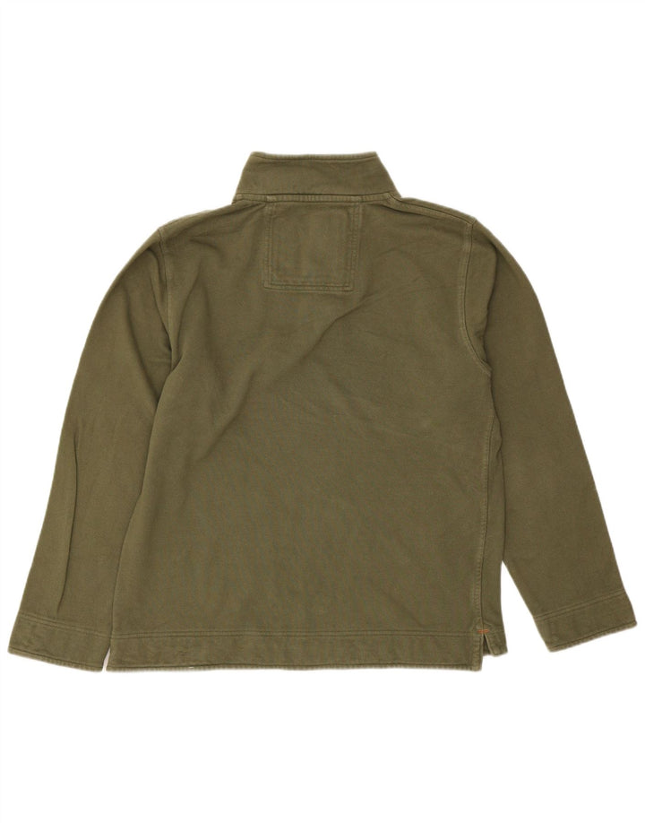 Crew Clothing Sweat-shirt à col zippé pour homme en coton kaki moyen