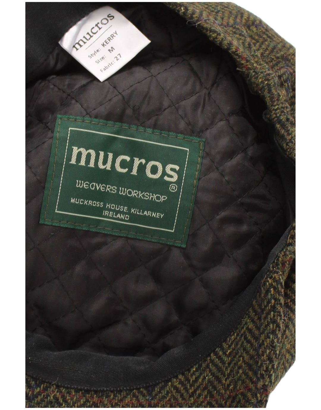 Mucros Weavers Casquette plate pour homme en laine à chevrons kaki moyen classique