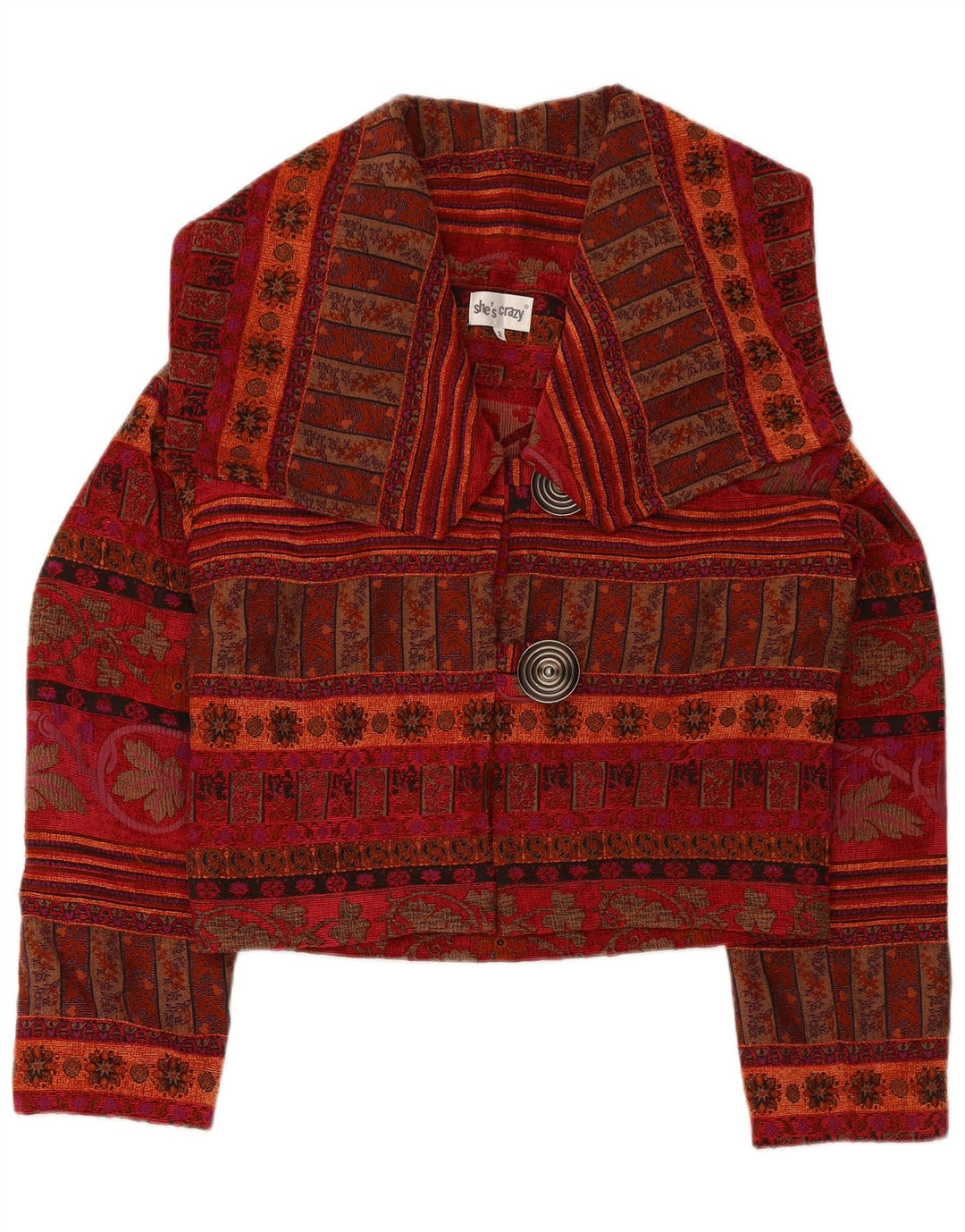 SHE'S CRAZY Veste blazer surdimensionnée pour femme US 2 XS Bordeaux Floral