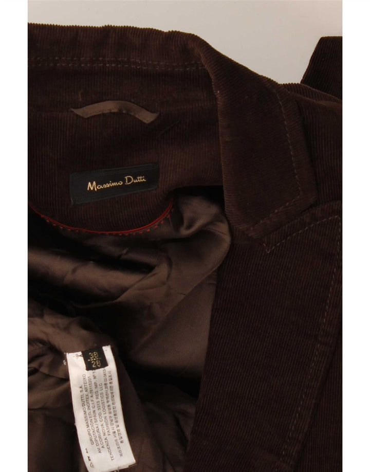 Massimo Dutti Veste blazer en velours côtelé pour femme 1 bouton EU 38 Petit Marron