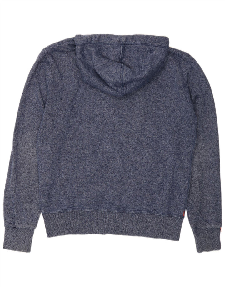 SUPERDRY Pull à capuche zippé XL en coton moucheté bleu marine pour homme