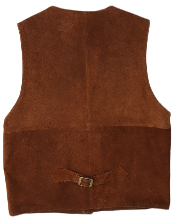 gilet en daim homme vintage UK 40 cuir brun moyen