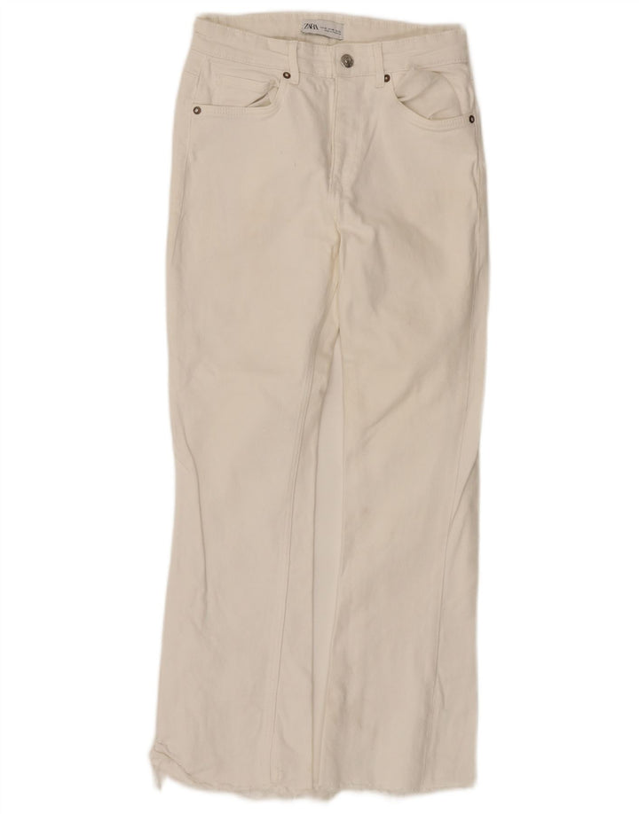 Zara Jean évasé femme EU 38 Small W28 L26 coton blanc