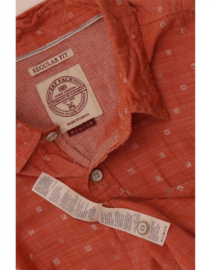 Fat Face Chemise à Manches Courtes Homme Coupe Regular Coton à Pois Orange Moyen