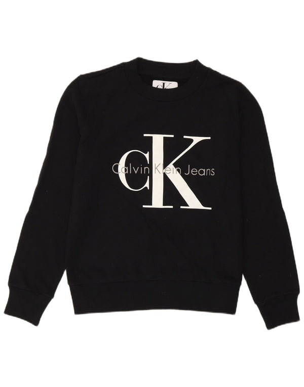Calvin Klein Jeans Womens Graphic Oversized Sweatshirt Jumper UK 6 XS Black
