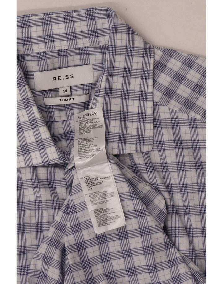 Reiss Chemise Slim Fit Homme Bleu Moyen Carreaux Coton