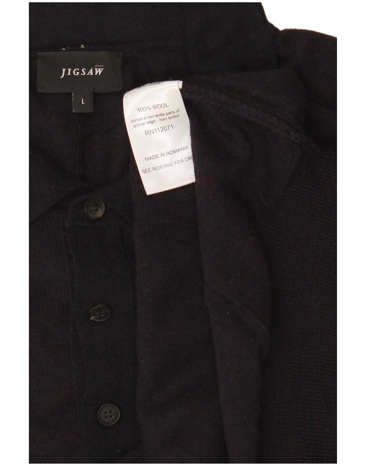 Jigsaw Pull à col polo pour homme Grande laine noire