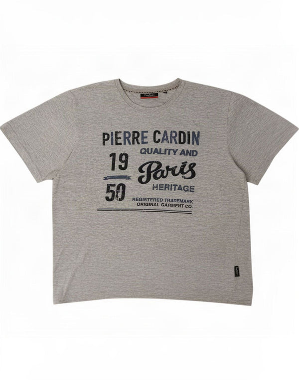 Pierre Cardin T-Shirt graphique coupe régulière pour hommes, haut 2XL gris