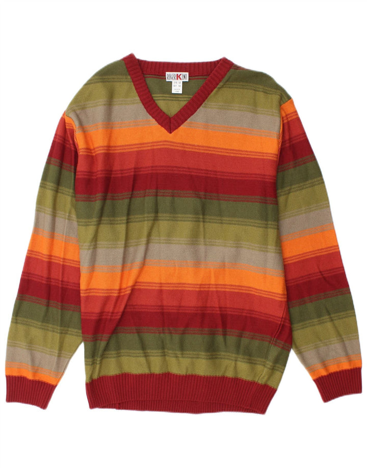 ROGER KENT Pull col V pour homme EU 50 Medium multicolore rayé