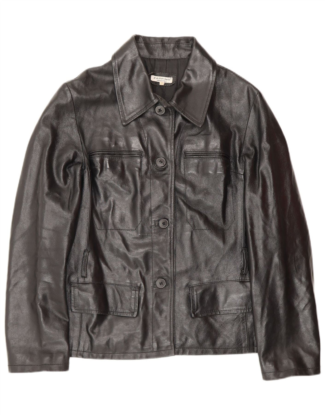 veste en cuir femme vintage UK 10 Petit cuir noir