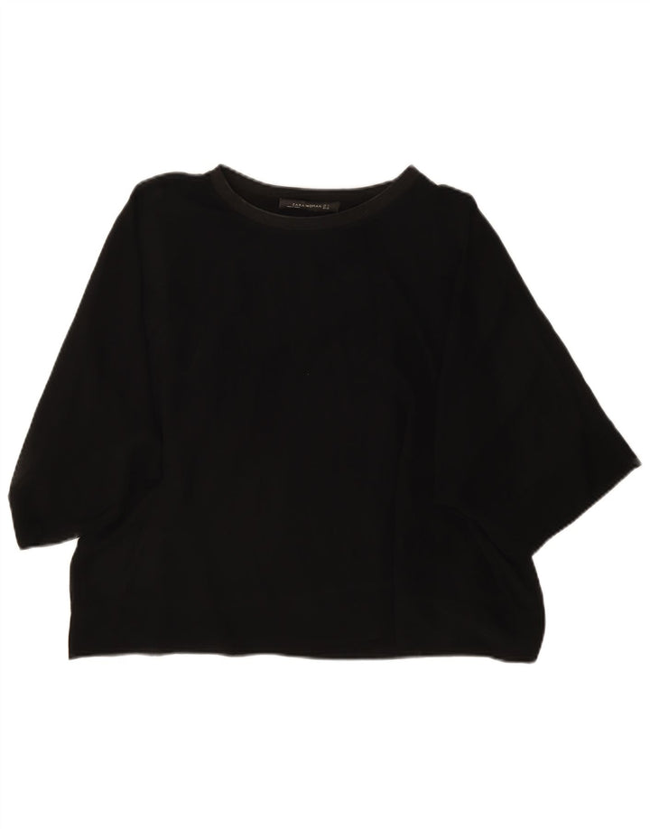 Zara Femme Chemisier Oversize Top UK 10 Small Noir Viscose