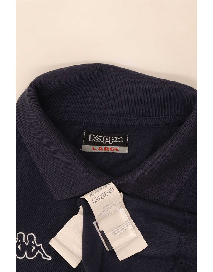 Kappa Polo Graphique Homme Large Bleu Marine Coton