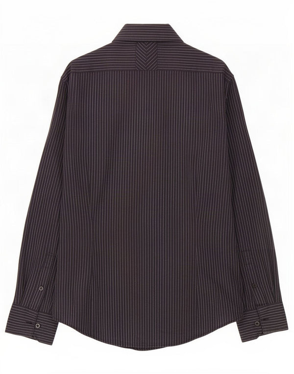 Guess Chemise Homme Petit Coton Noir à Fines Rayures