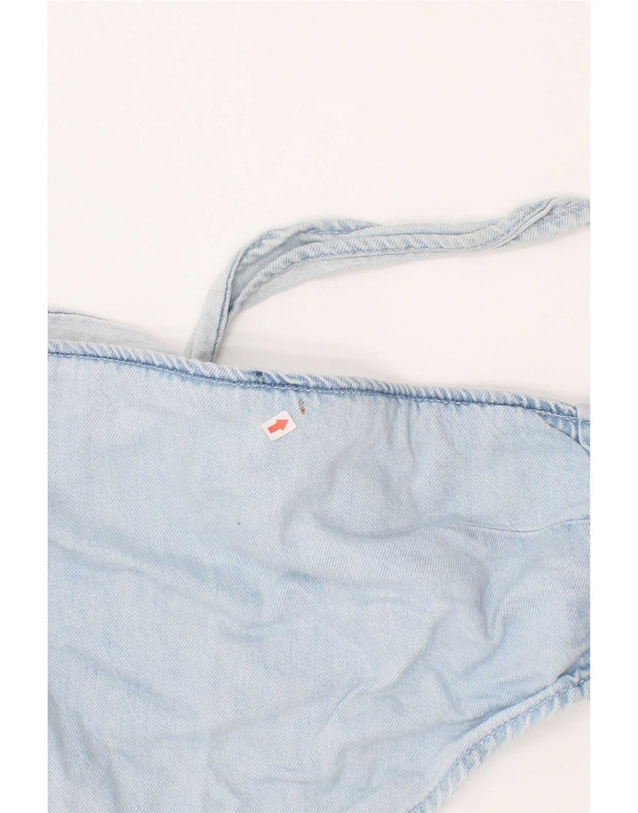 Zara Femme Top Court En Denim Coton Bleu Moyen |