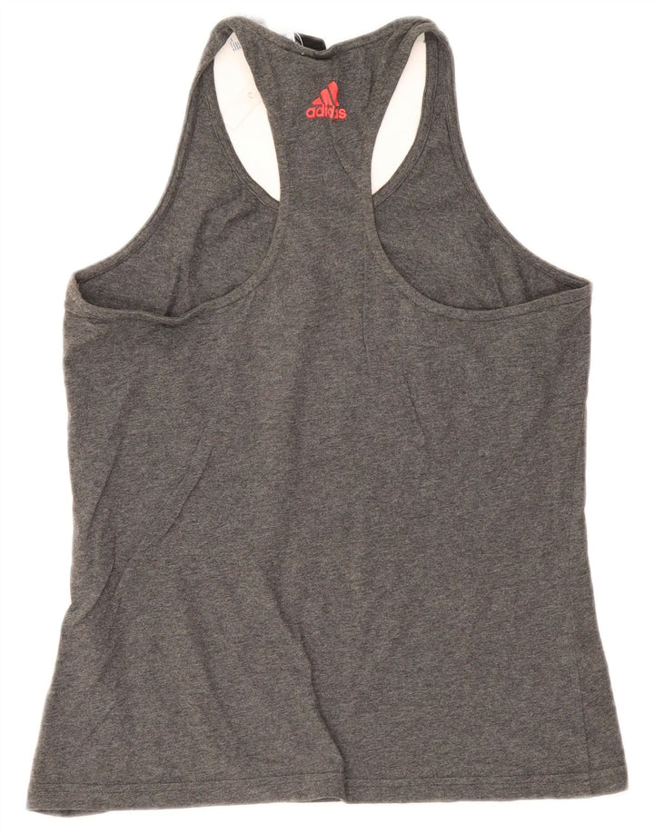 Adidas Débardeur Graphique Femme UK 12/14 Gris Moyen Coton