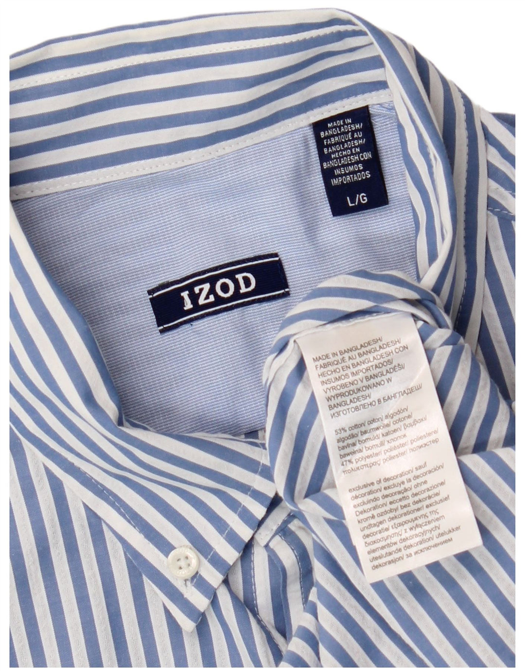 IZOD Chemise à manches courtes pour homme en coton à fines rayures bleues
