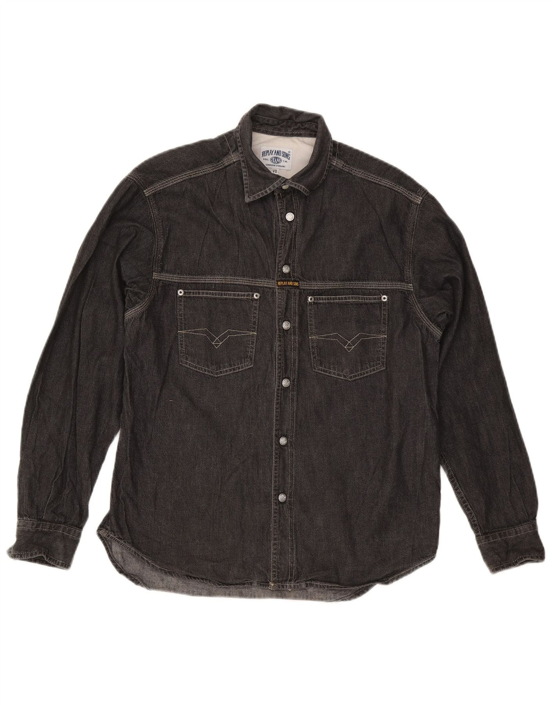 Replay Chemise en Jean Petit Gris Coton Homme