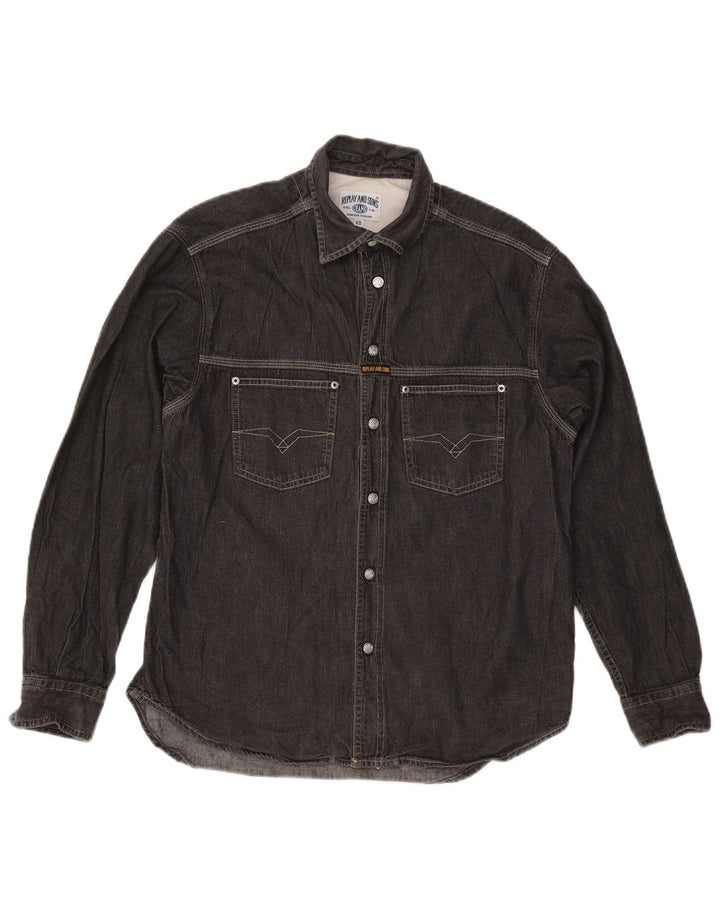 Replay Chemise en Jean Petit Gris Coton Homme