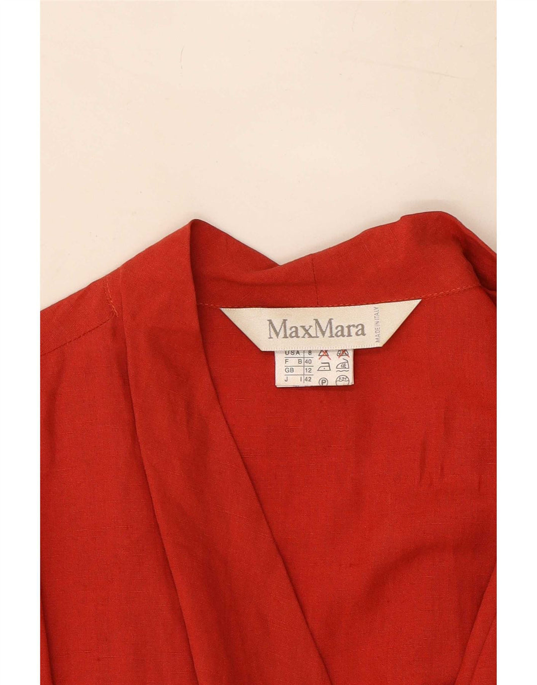 Max Mara Robe portefeuille pour femme UK 12 Lin rouge moyen