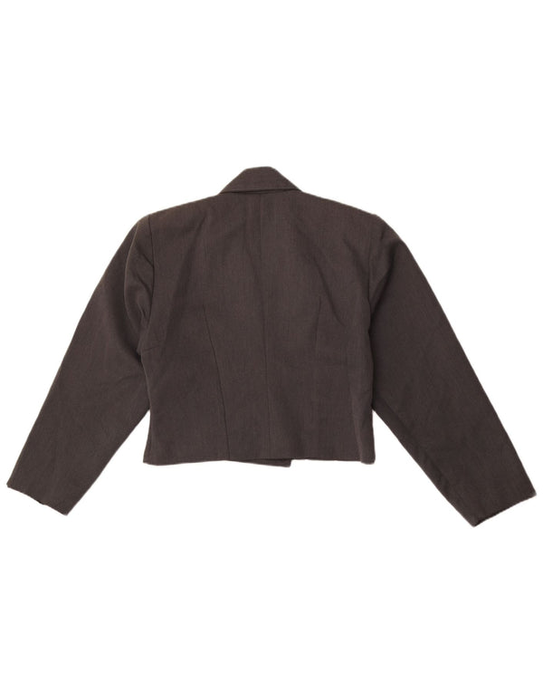 vintage Femmes Crop Double Breasted Blazer Veste IT 44 Gris Moyen