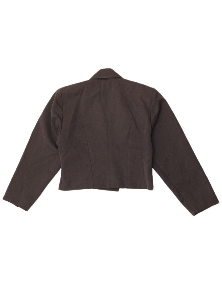 vintage Femmes Crop Double Breasted Blazer Veste IT 44 Gris Moyen