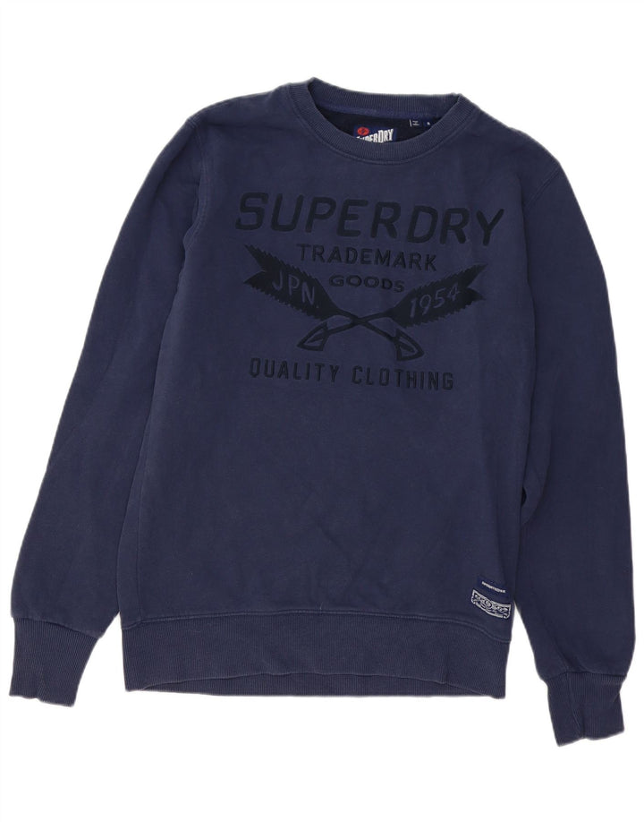 Superdry Sweat-Shirt Graphique en Coton Bleu Marine Moyen Homme