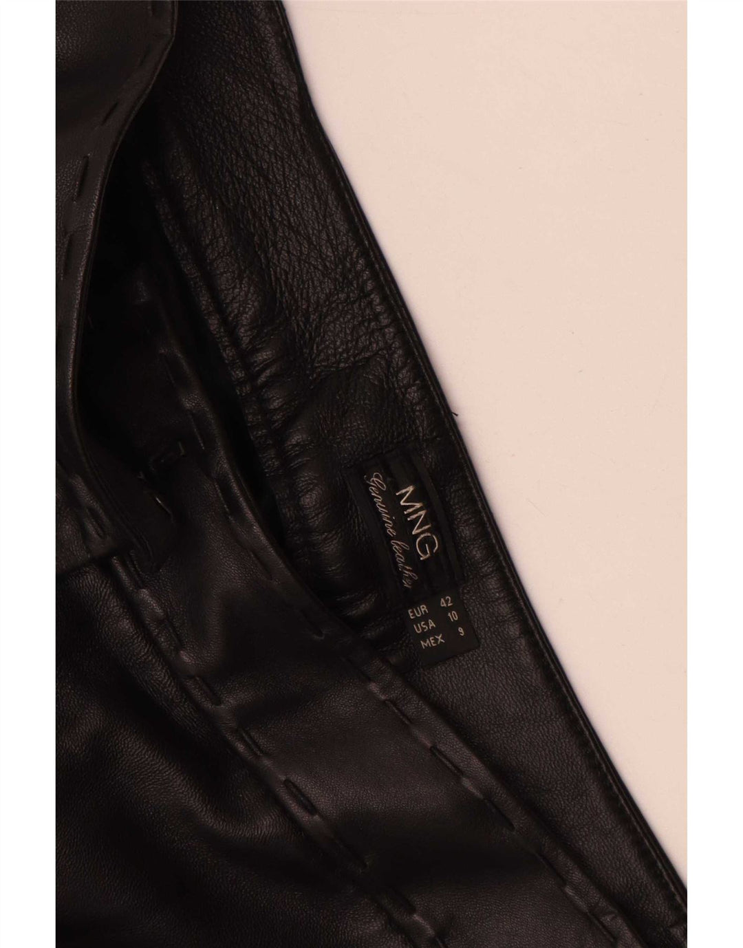 Mango Pantalon droit en cuir pour femme IT 42 Medium W30 L35 Noir