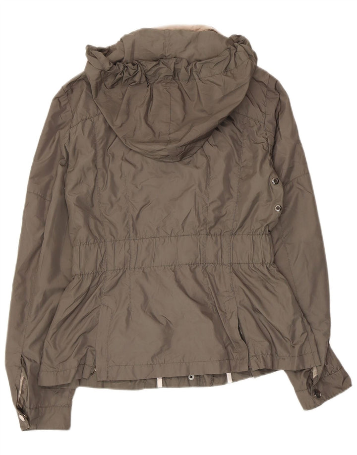 Zara Veste utilitaire à capuche pour femme UK 12 Medium Kaki Polyester