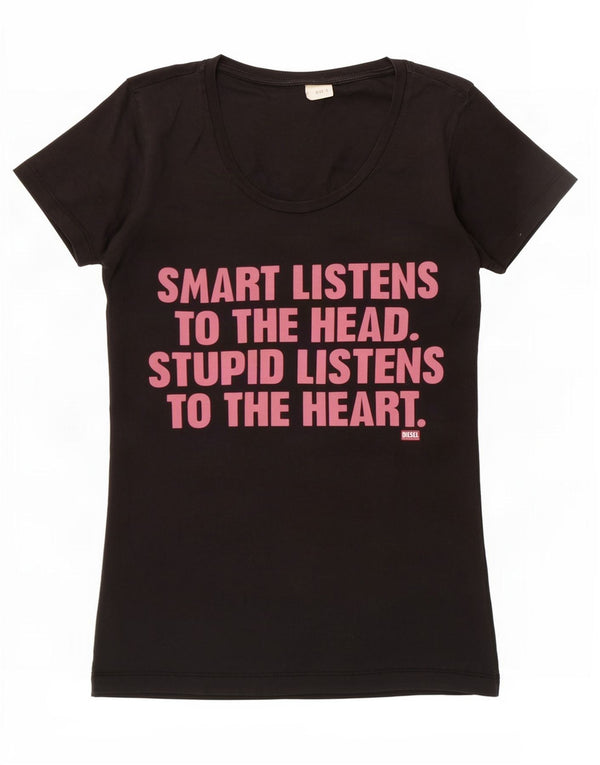 Diesel T-shirt graphique pour femme UK 8 Small Noir
