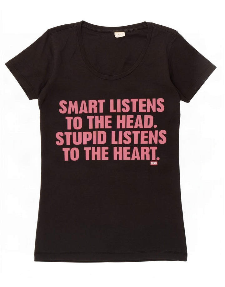 Diesel T-shirt graphique pour femme UK 8 Small Noir