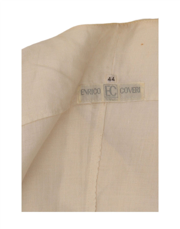 Enrico Coveri Veste blazer à manches courtes 3 boutons pour femme IT 44 Blanc moyen