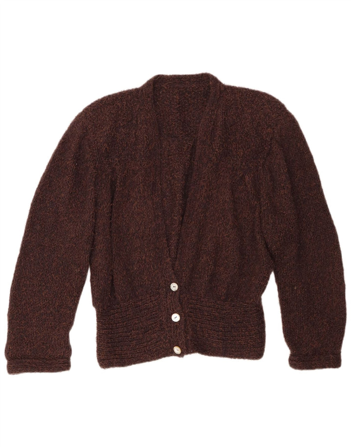 vintage Femme Cardigan Pull UK 18 XL Marron Moucheté