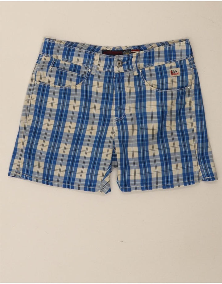 Roy Rogers Short décontracté pour femme IT 44 Medium W30 Bleu à carreaux en polyamide