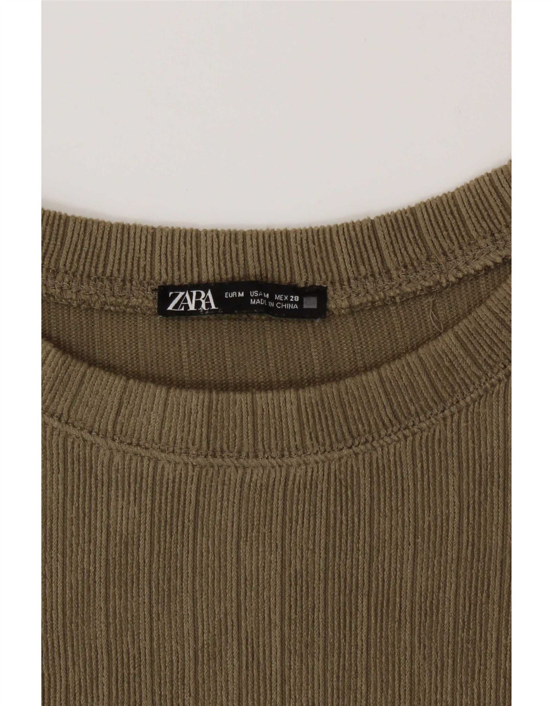 Zara Femme Top Manches Longues UK 14 Kaki Moyen