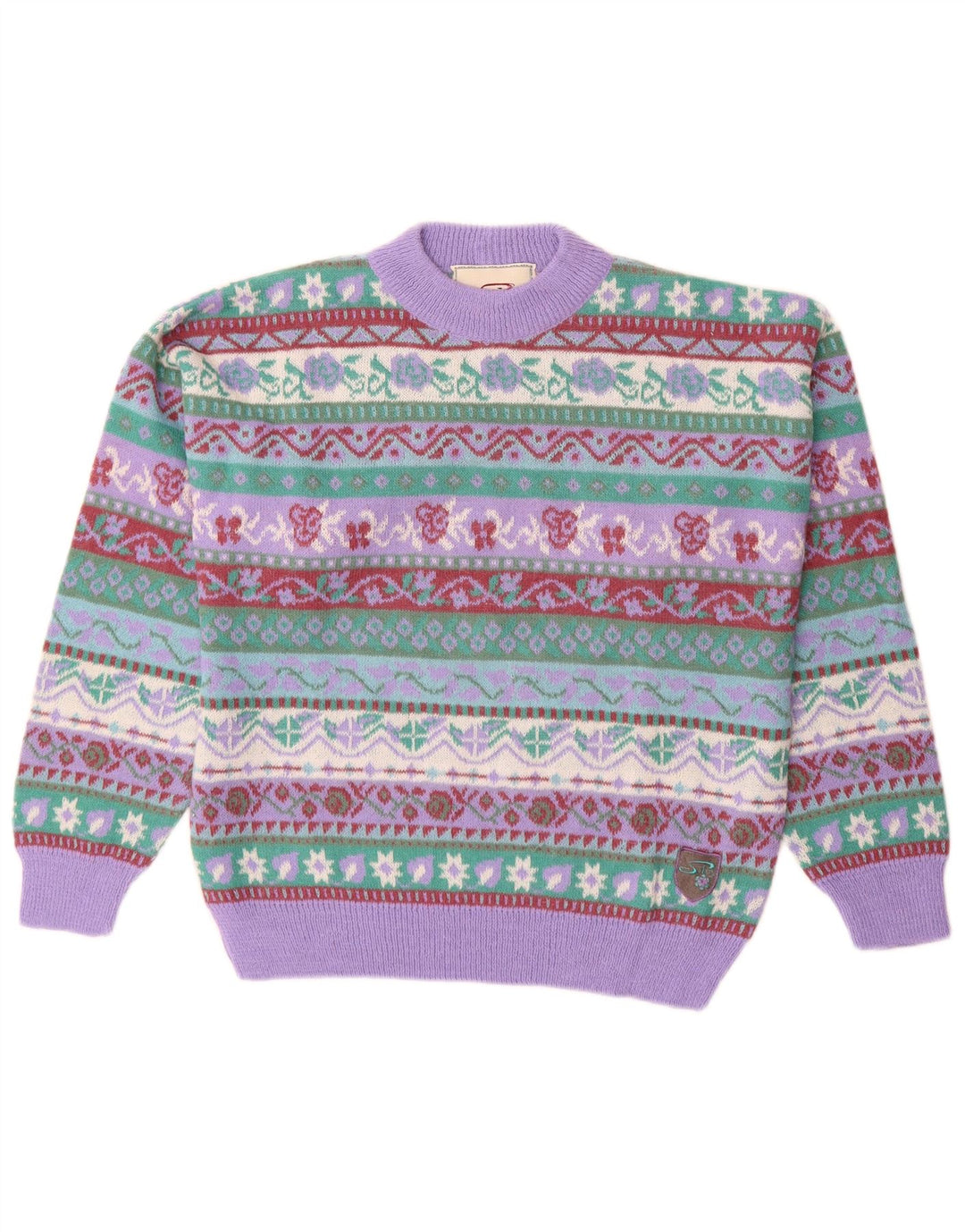 SILVY Pull ras du cou pour femme IT 42 Violet moyen Fair Isle