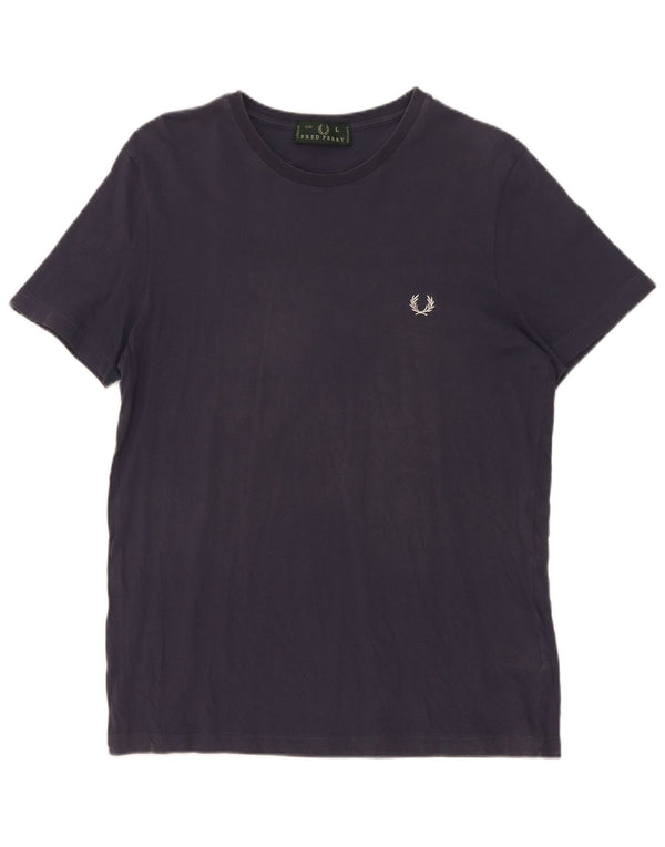 Fred Perry Mens T-Shirt Top Large Navy Blue Cotton