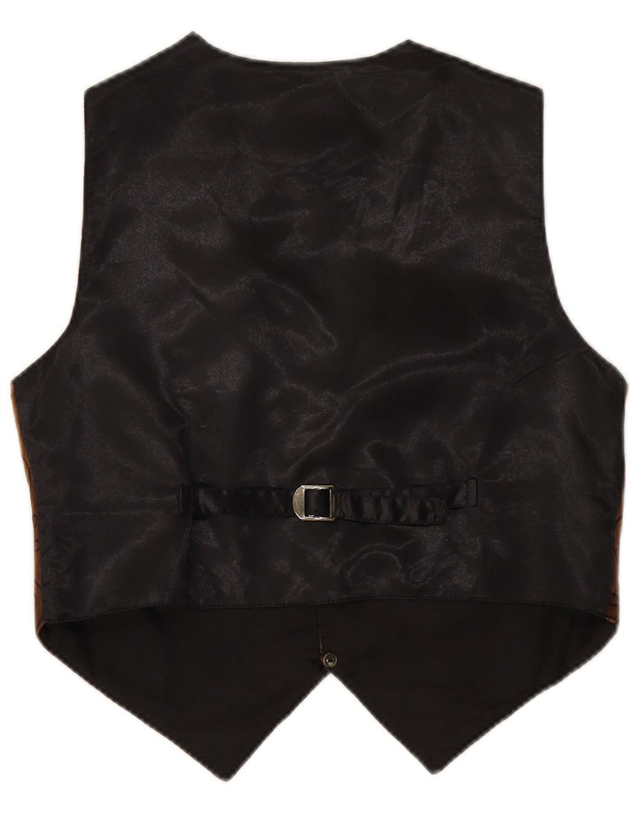 VINTAGE Gilet en Daim Homme Petit Cuir Paisley Marron