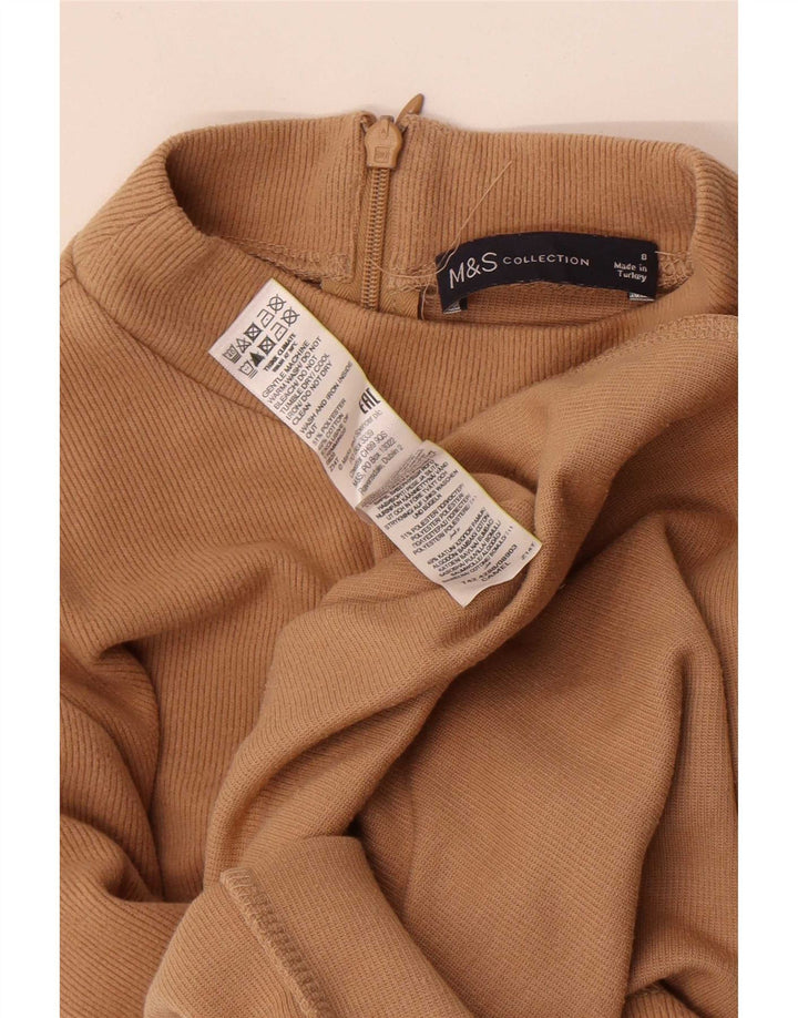 Marks & Spencer Robe pull à manches longues pour femme UK 8 Small Beige Polyester