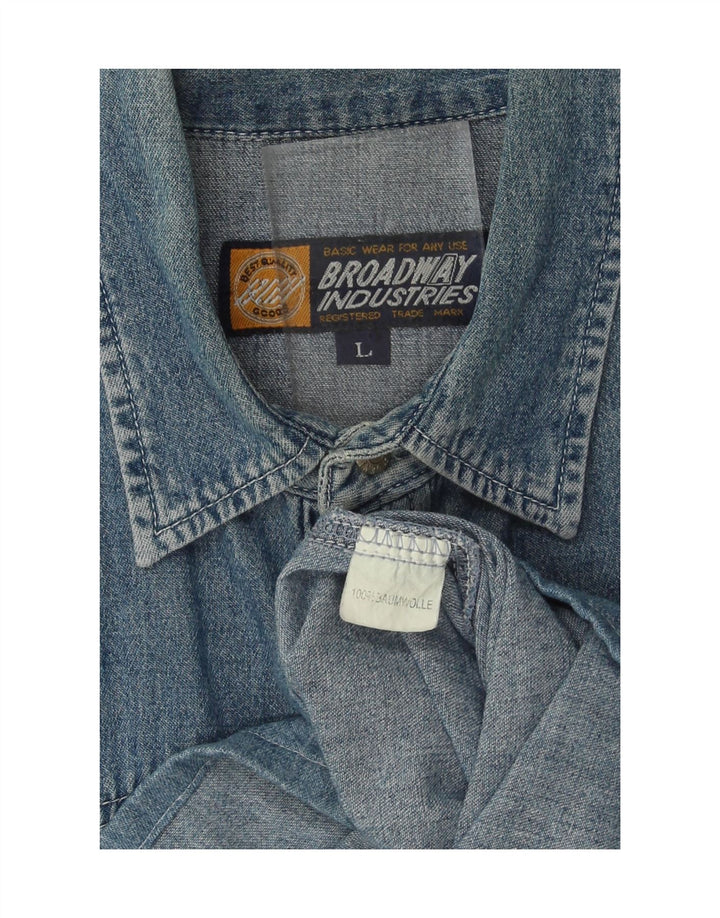 BROADWAY Mens Denim Shirt Large Blue Cotton Vintage Broadway and Second-Hand Broadway from Messina Hembry 
