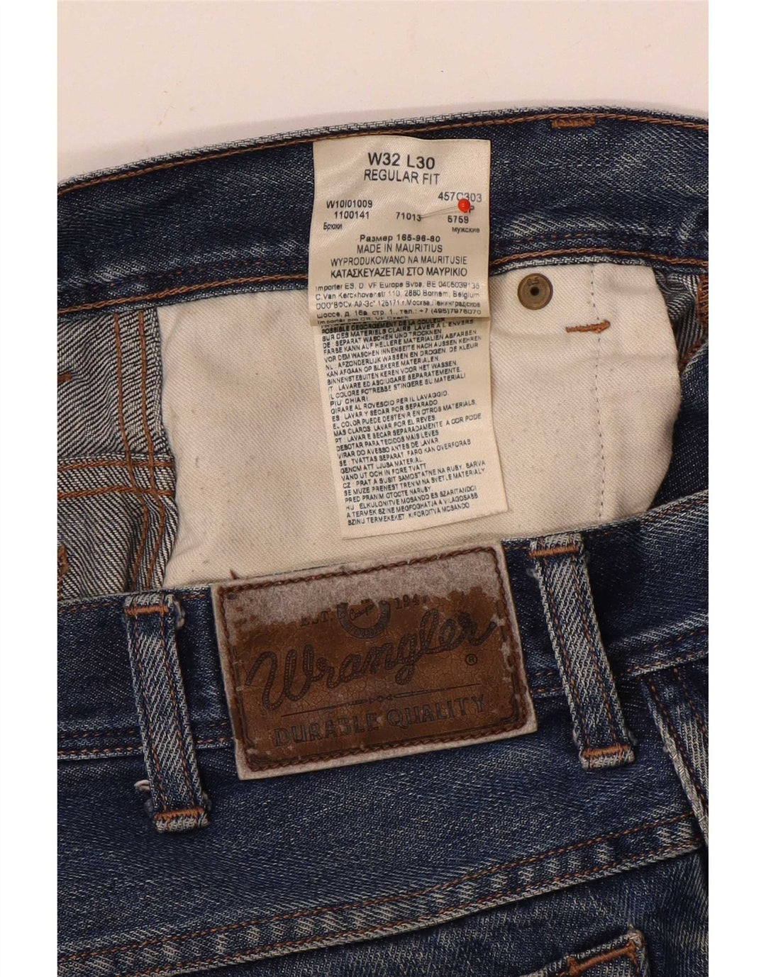 Wrangler Jean droit coupe droite W32 L27 pour homme en coton bleu