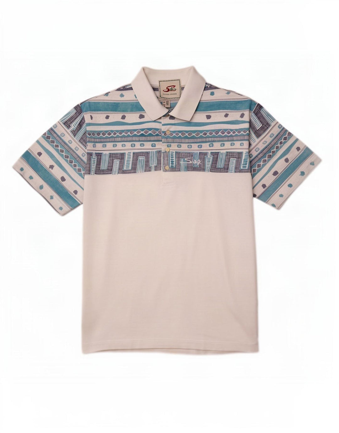 Polo Homme Silvy IT 50 Coton Géométrique Blanc Moyen